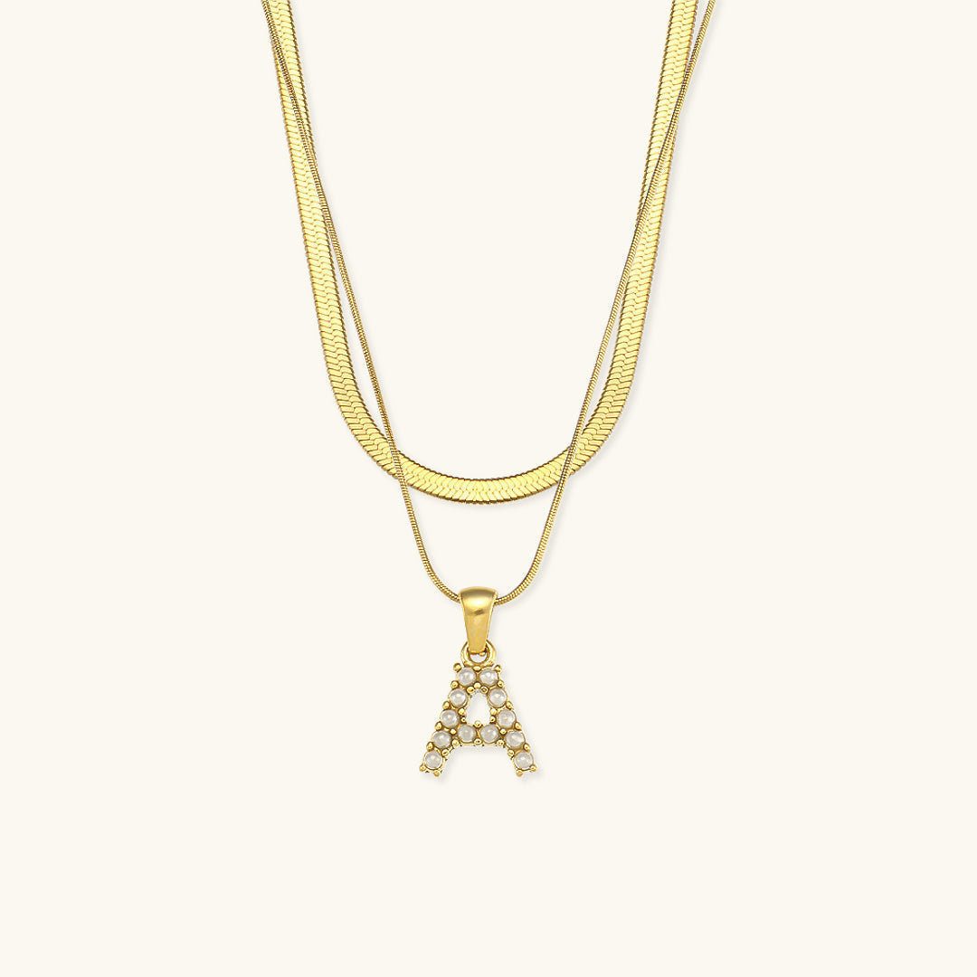 Marissa - Layered Gold Initial Letter Necklace
