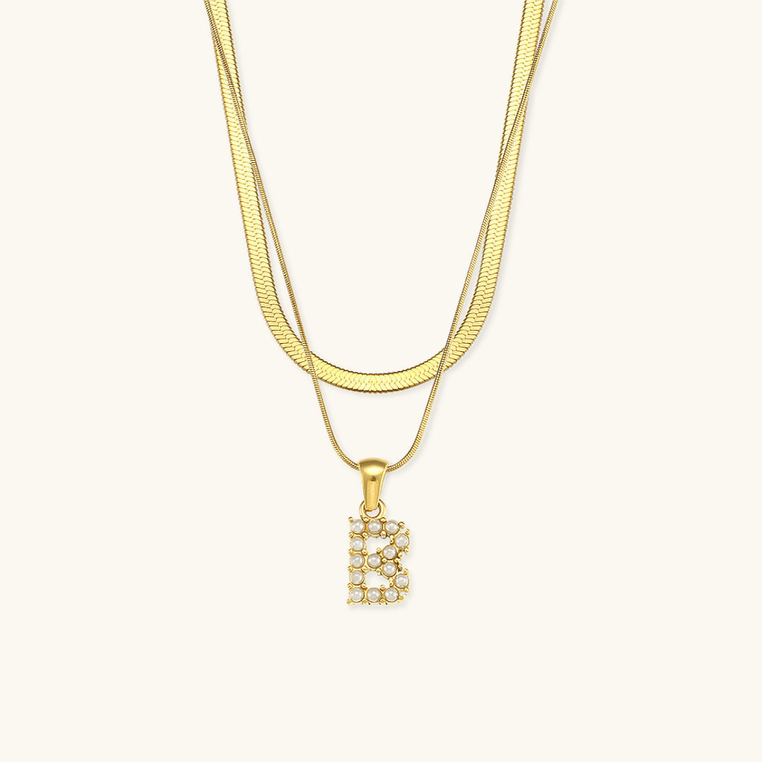 Marissa - Layered Gold Initial Letter Necklace
