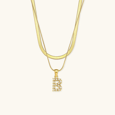 Marissa - Layered Gold Initial Letter Necklace