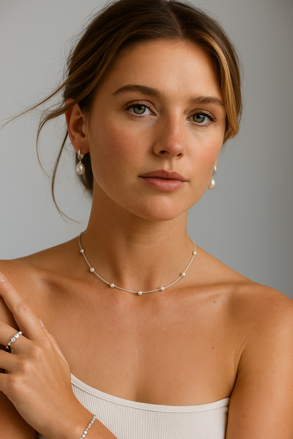 Isabella - Silver Ten Pearl Choker