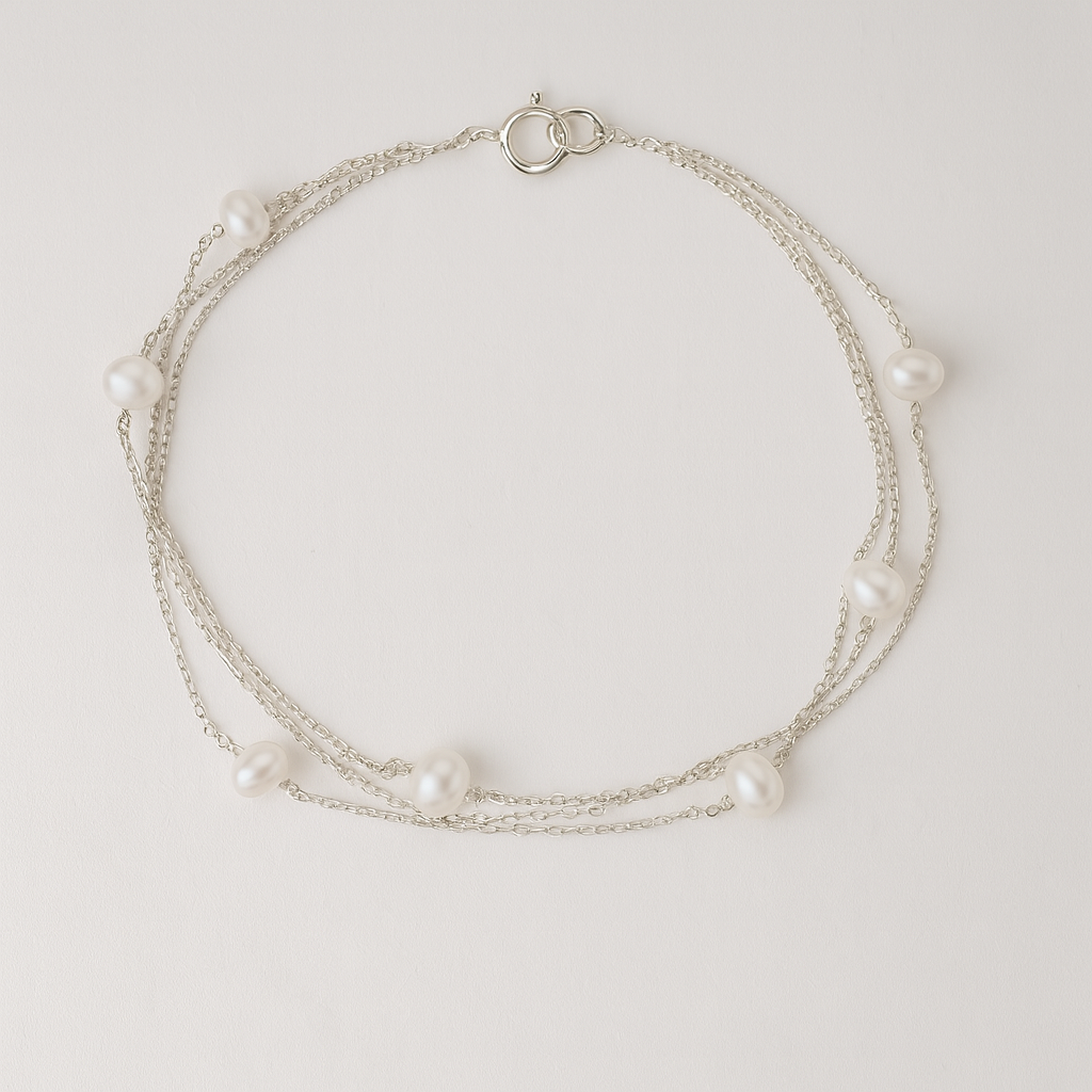 Silver Layered Pearl Bracelet