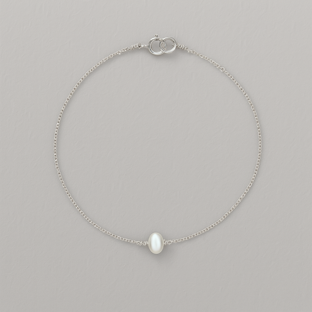 Silver Single Pearl Bracelet