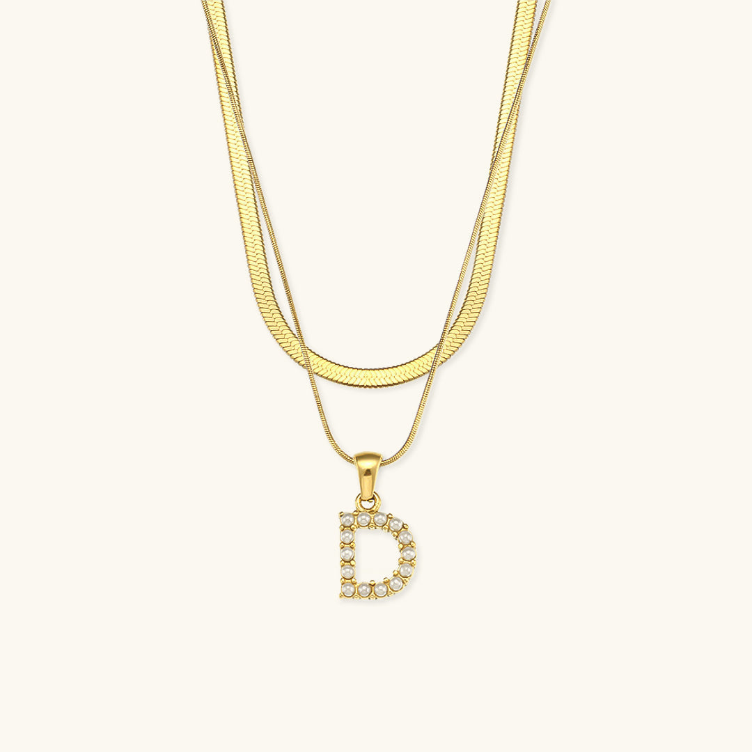 Marissa - Layered Gold Initial Letter Necklace