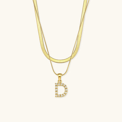 Marissa - Layered Gold Initial Letter Necklace