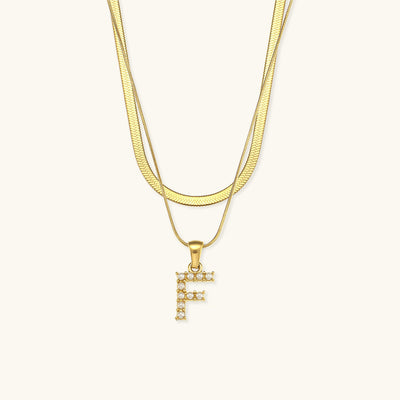 Marissa - Layered Gold Initial Letter Necklace