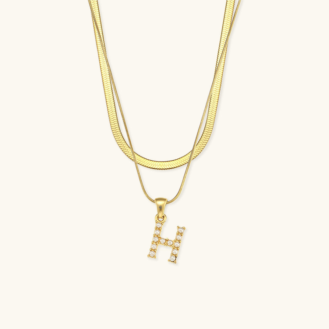 Marissa - Layered Gold Initial Letter Necklace