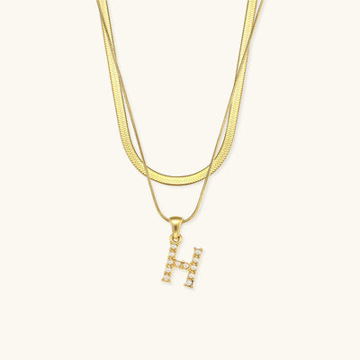 Marissa - Layered Gold Initial Letter Necklace