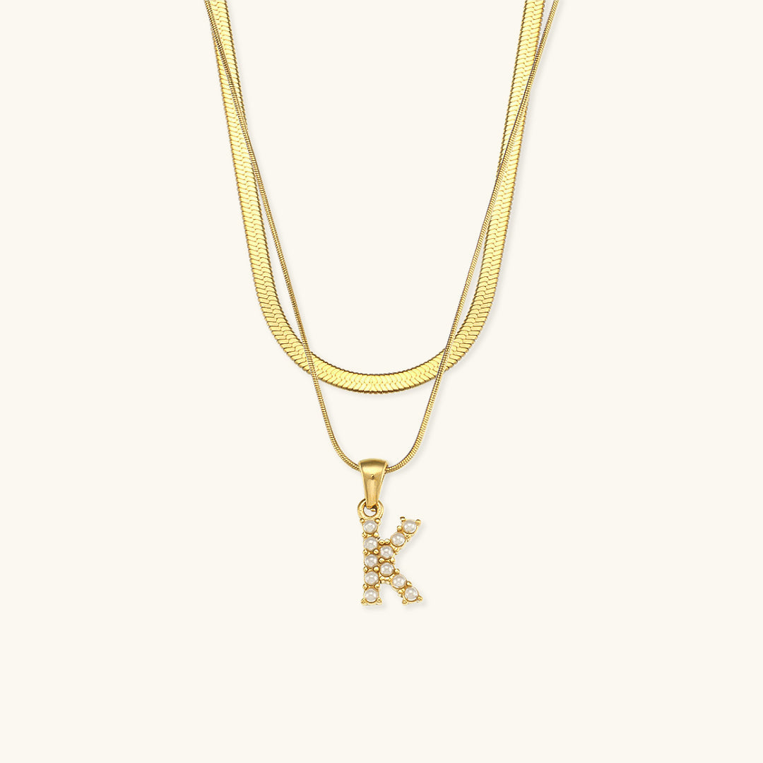 Marissa - Layered Gold Initial Letter Necklace