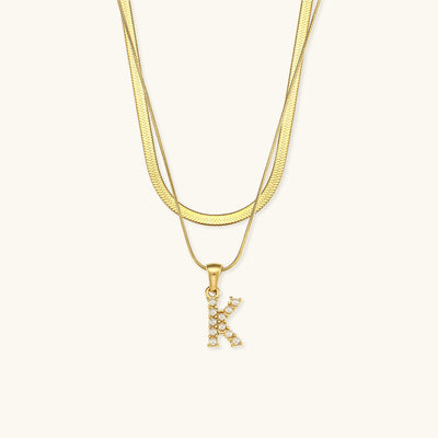 Marissa - Layered Gold Initial Letter Necklace