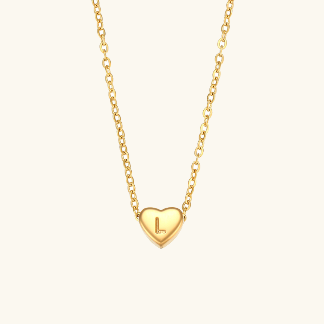 Juliette - Heart Initial Gold Necklace