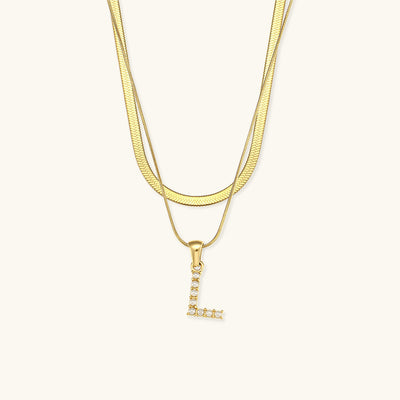 Marissa - Layered Gold Initial Letter Necklace