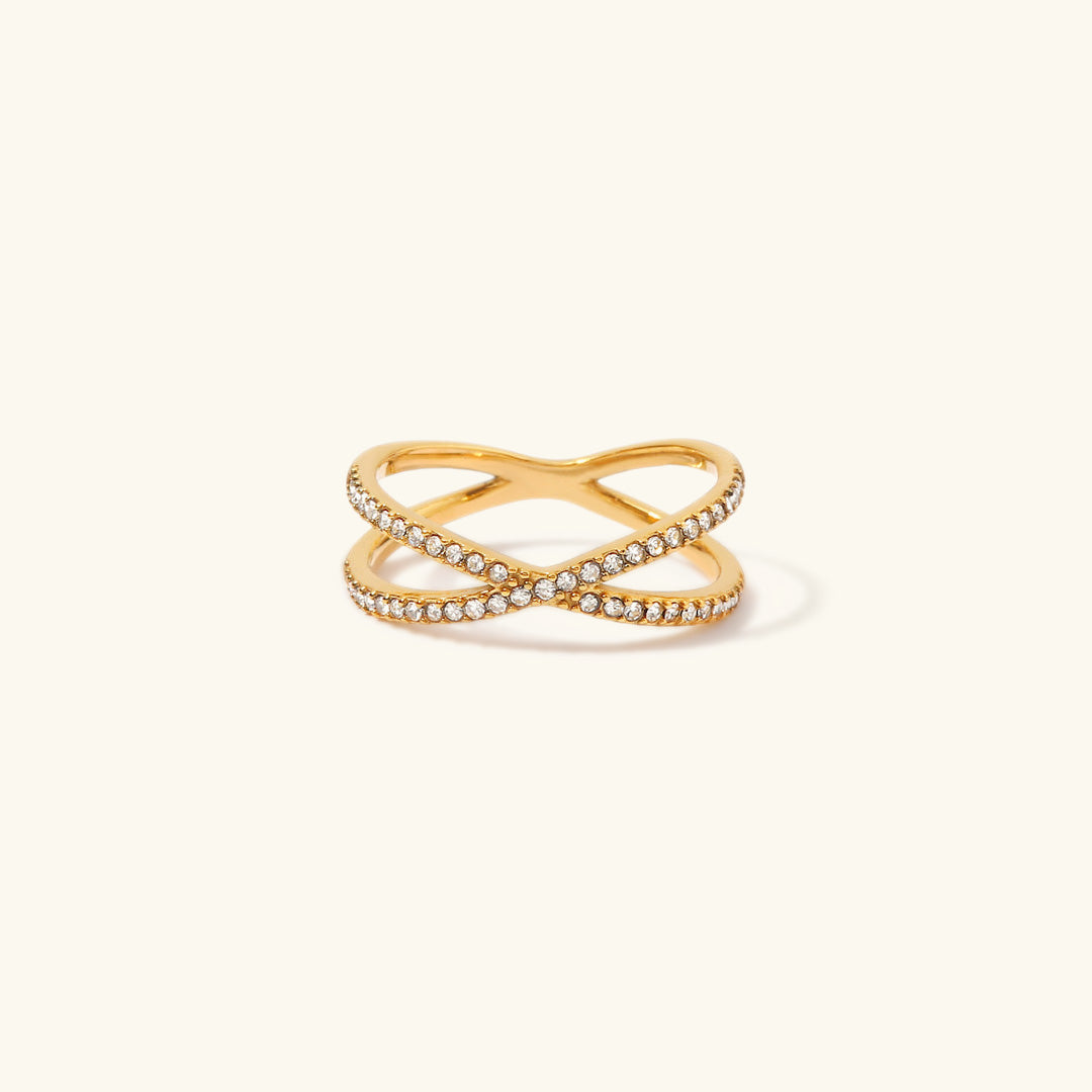 Nia - Gold Diamond Cross Ring