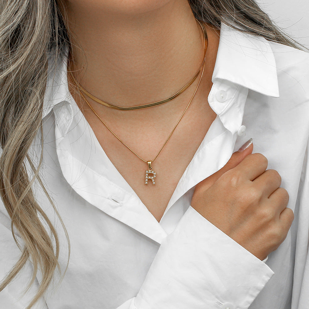 Marissa - Layered Gold Initial Letter Necklace