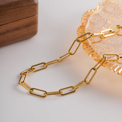 Keira - Gold Paperclip Chain Necklace