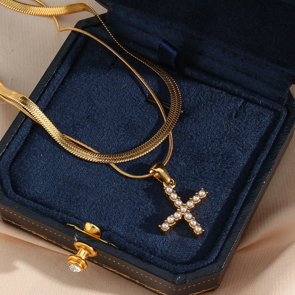 Marissa - Layered Gold Initial Letter Necklace