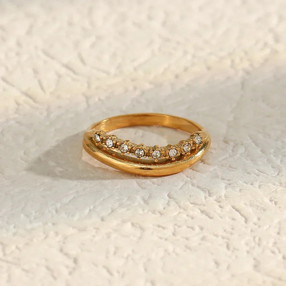 Priscilla - Diamond Simulant Gold Ring