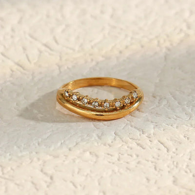 Priscilla - Diamond Simulant Gold Ring
