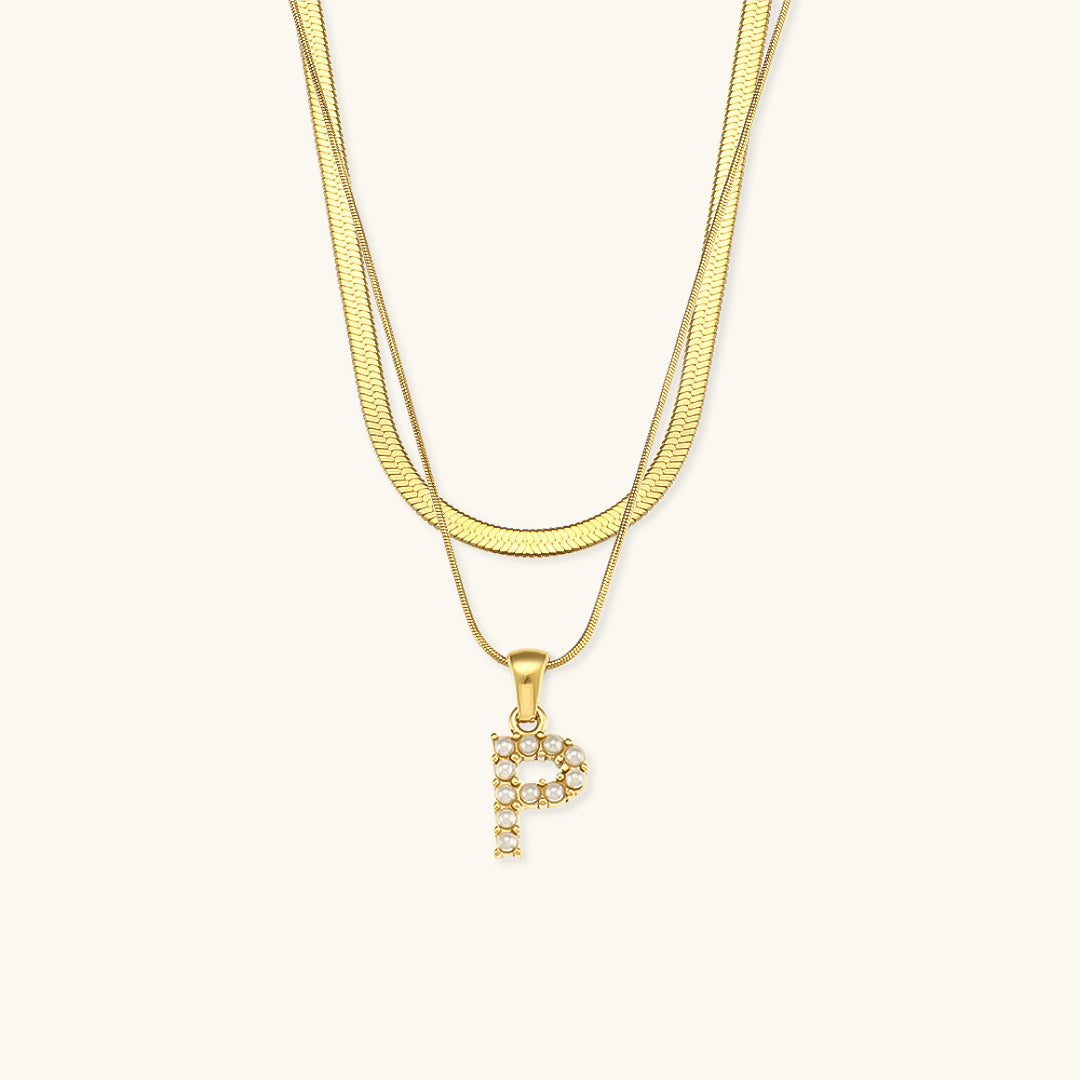 Marissa - Layered Gold Initial Letter Necklace