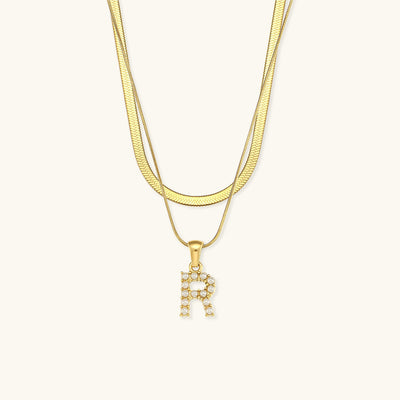 Marissa - Layered Gold Initial Letter Necklace