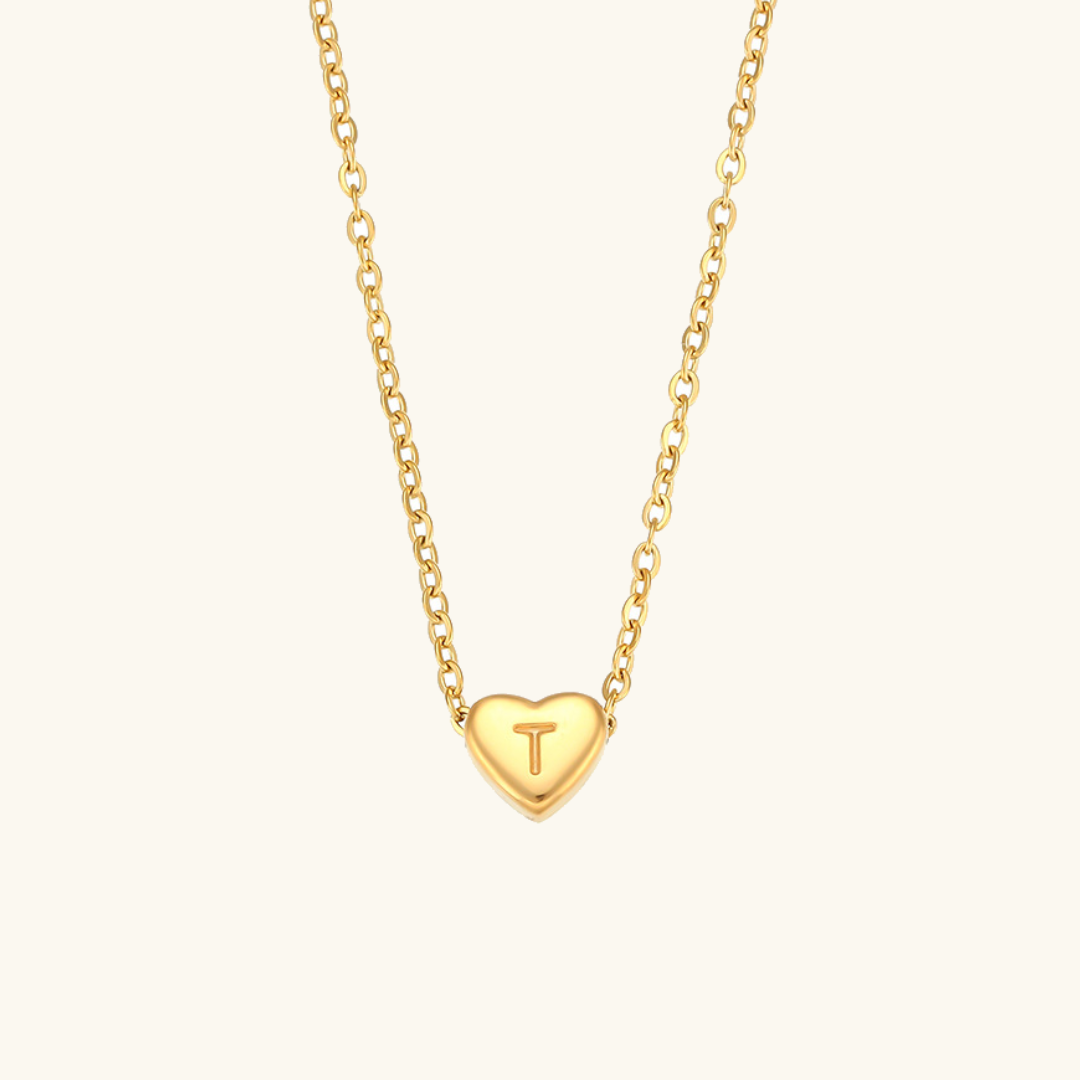 Juliette - Heart Initial Gold Necklace