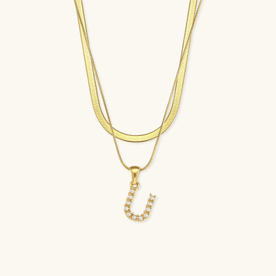 Marissa - Layered Gold Initial Letter Necklace