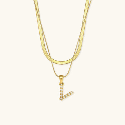 Marissa - Layered Gold Initial Letter Necklace