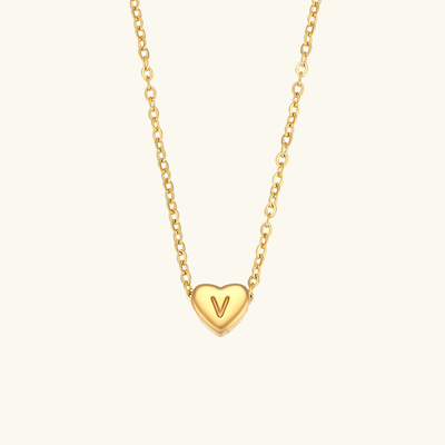 Juliette - Heart Initial Gold Necklace