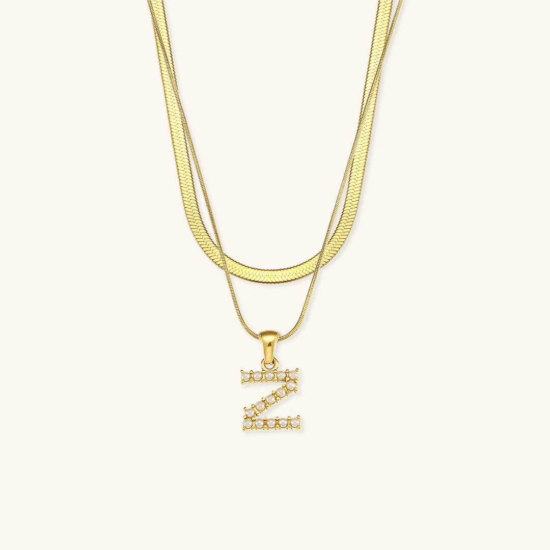 Marissa - Layered Gold Initial Letter Necklace