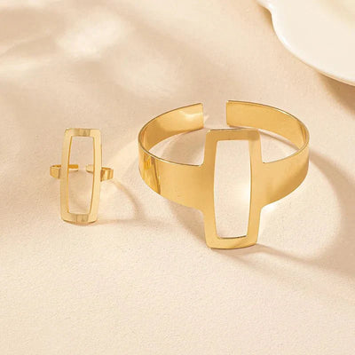 Novelle - Adjustable Geometric Bracelet & Ring Set
