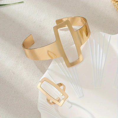 Novelle - Adjustable Geometric Bracelet & Ring Set
