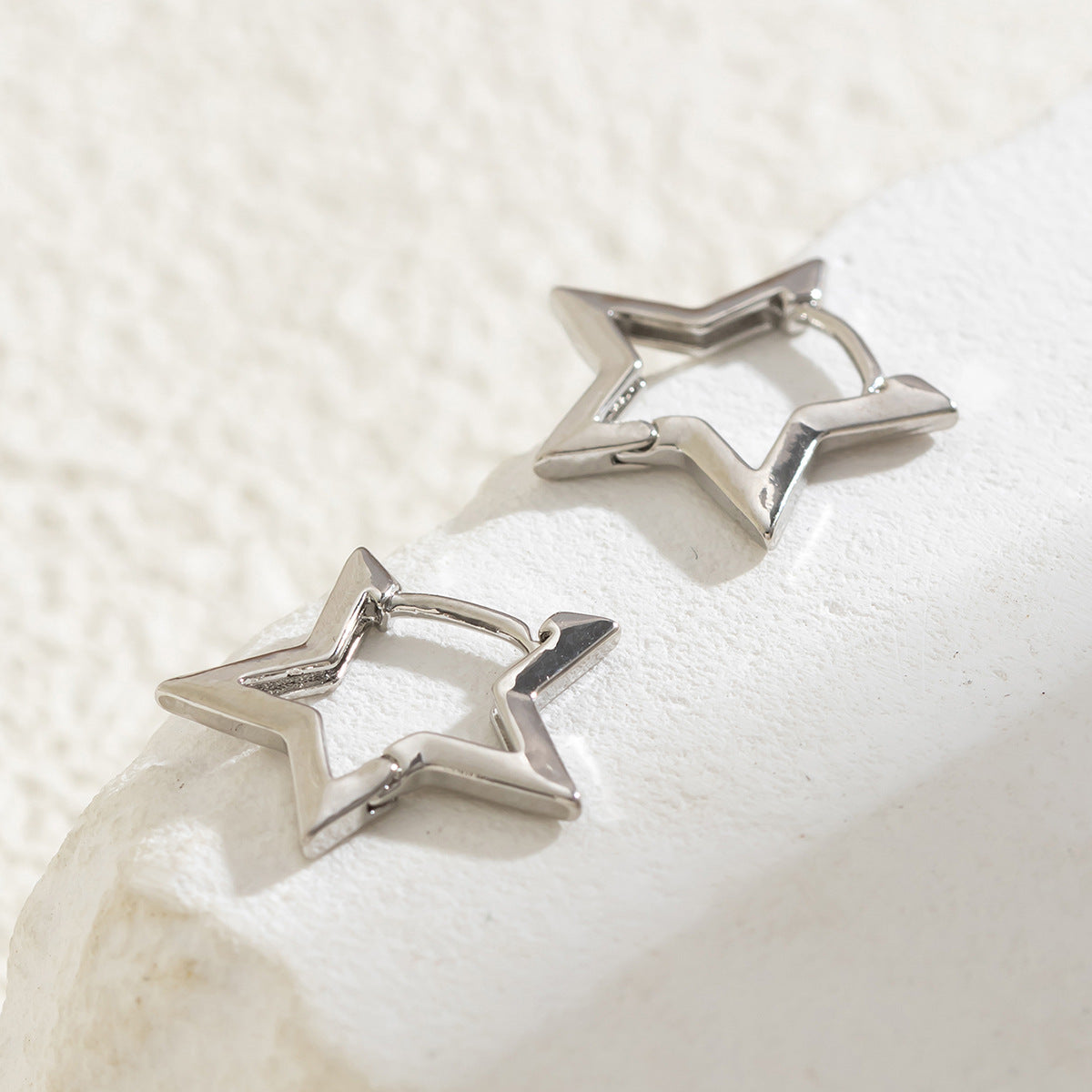 Moon Huggie Earrings - Star Hoops