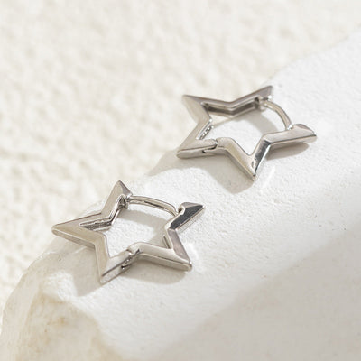Moon Huggie Earrings - Star Hoops
