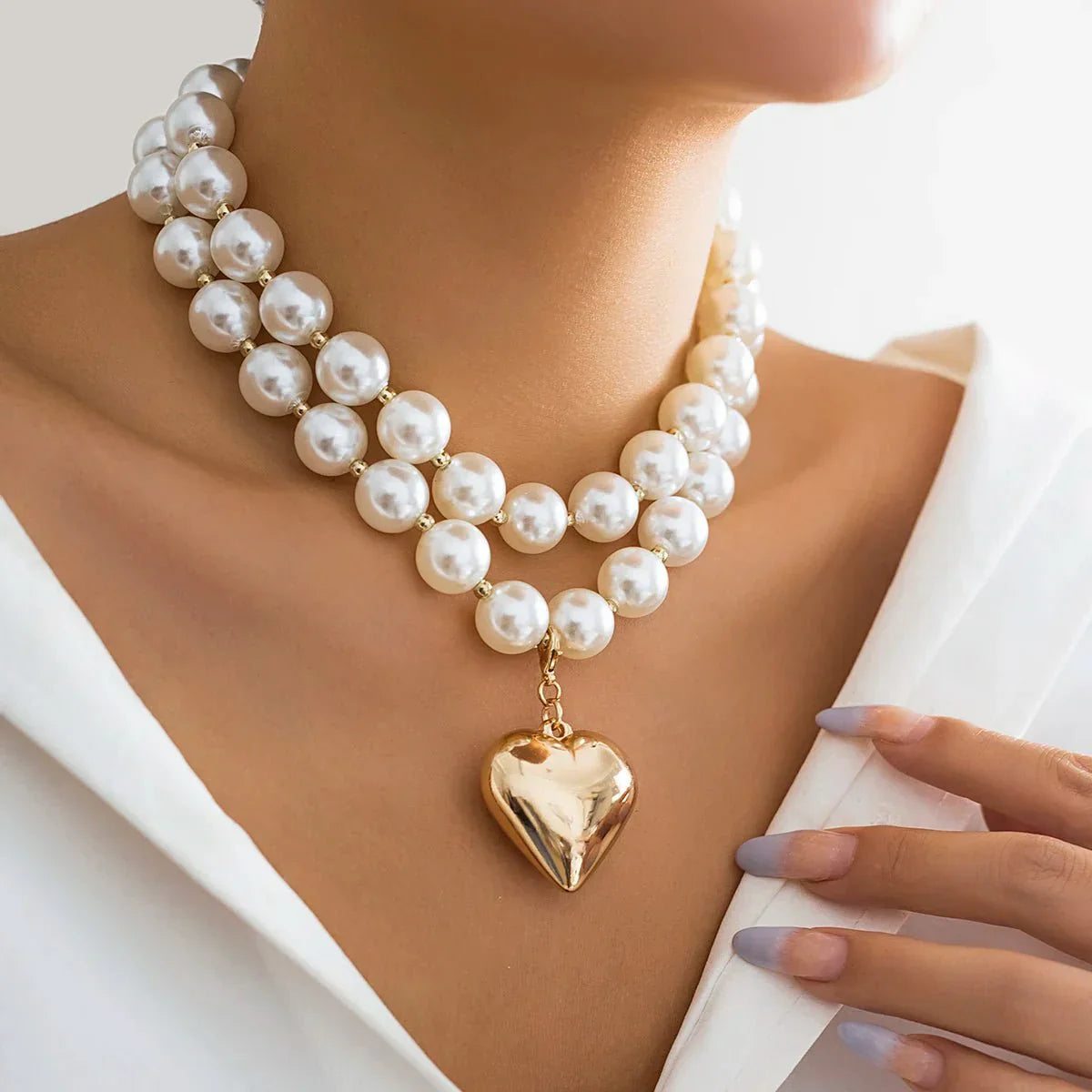 Isla - Pearl Layered Heart Necklace