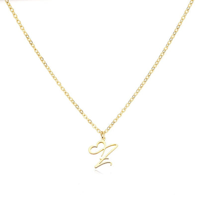 Saphira - Dainty Heart Letter Initial Necklace