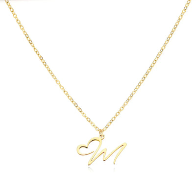 Saphira - Dainty Heart Letter Initial Necklace