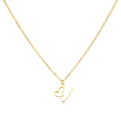 Saphira - Dainty Heart Letter Initial Necklace