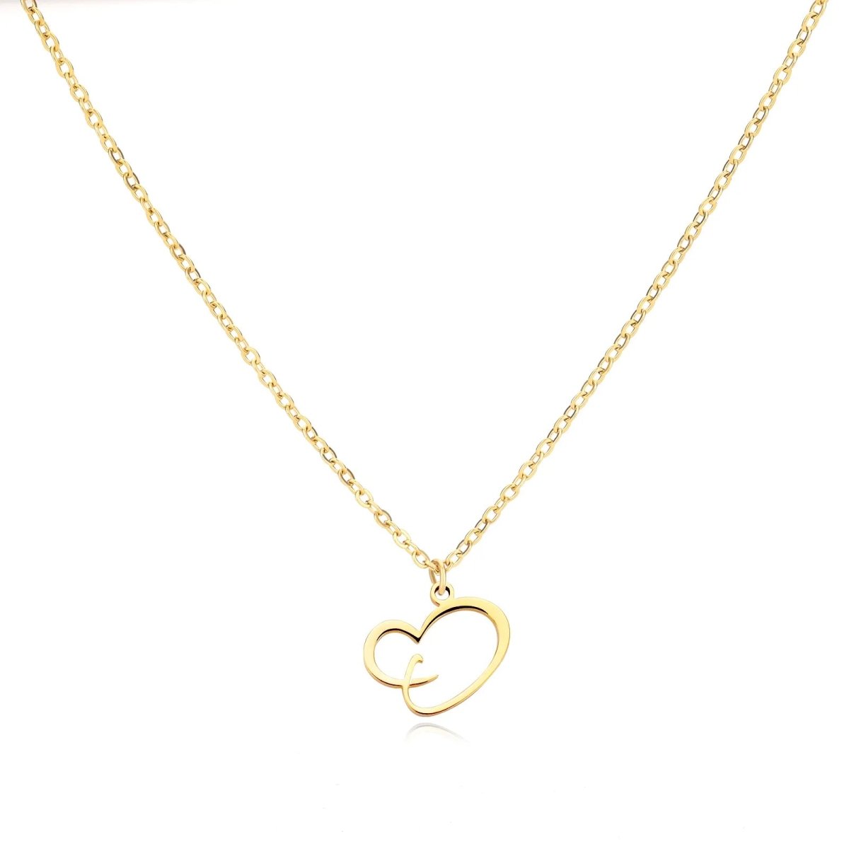 Saphira - Dainty Heart Letter Initial Necklace