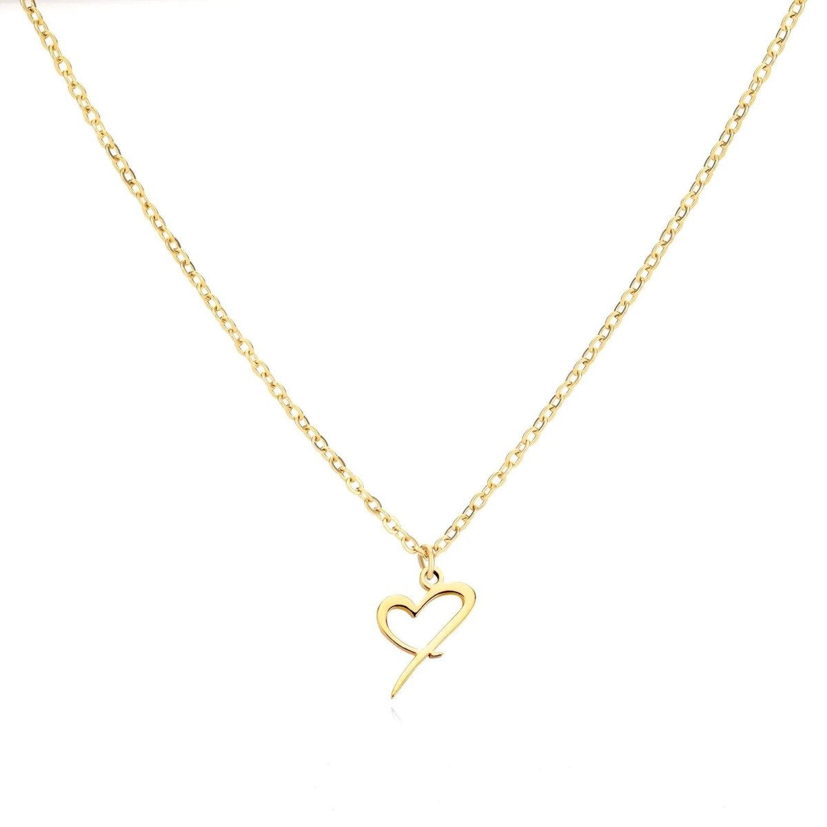 Saphira - Dainty Heart Letter Initial Necklace