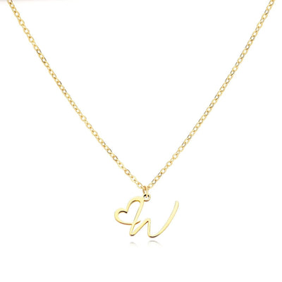 Saphira - Dainty Heart Letter Initial Necklace