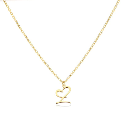 Saphira - Dainty Heart Letter Initial Necklace