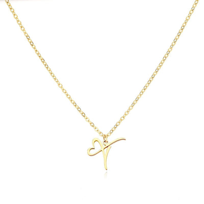 Saphira - Dainty Heart Letter Initial Necklace
