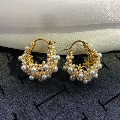 Luna - Dainty Pearl Hoop Earrings
