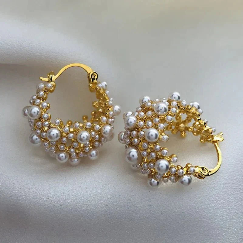 Luna - Dainty Pearl Hoop Earrings