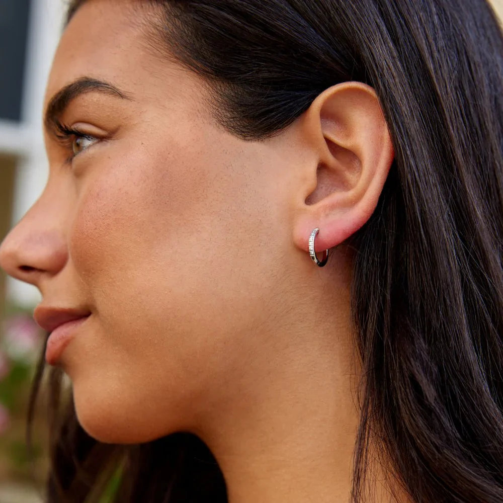 Kaitlyn - Eternity Hoop Earrings Silver