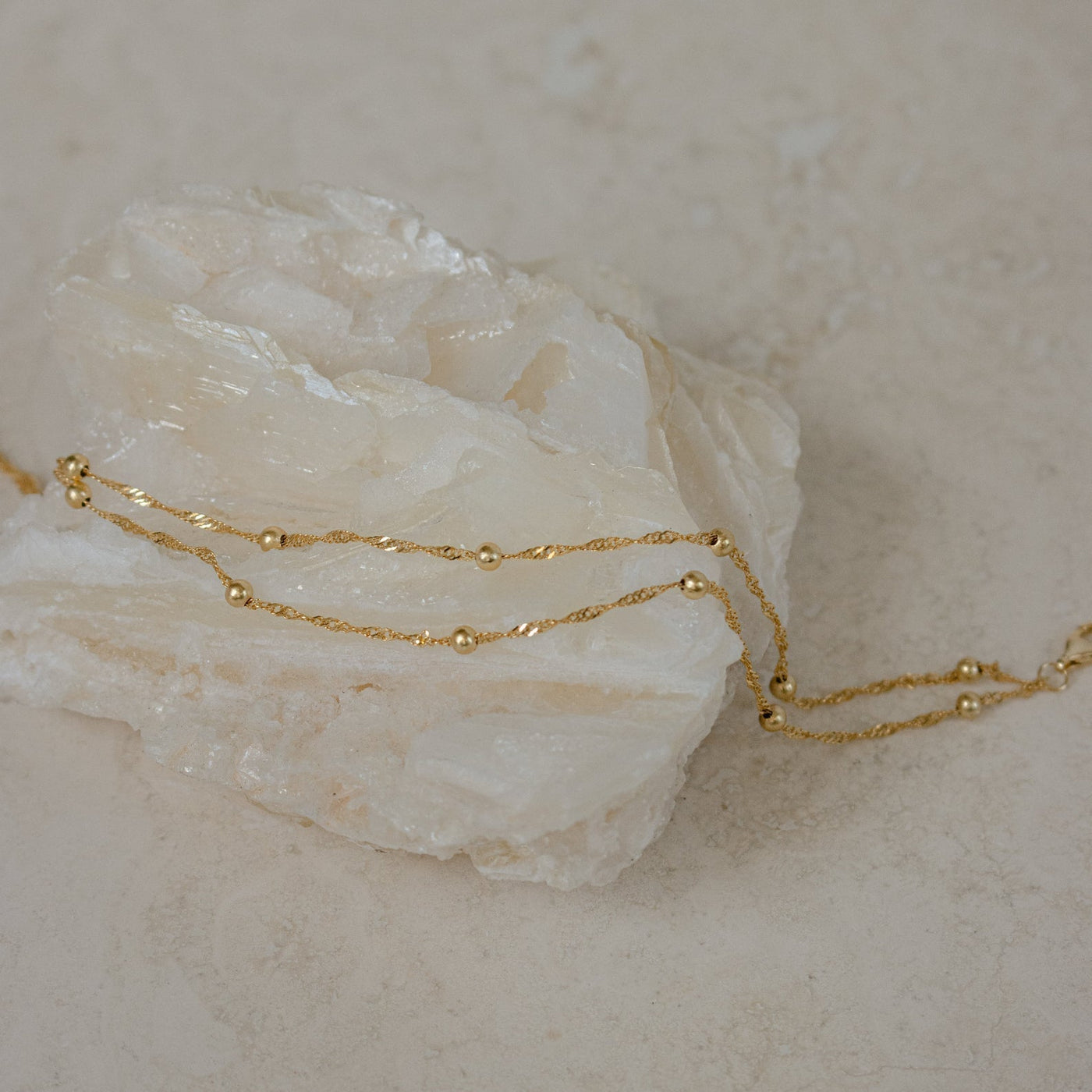 Ripple Bead Double Chain - Layered Bracelet