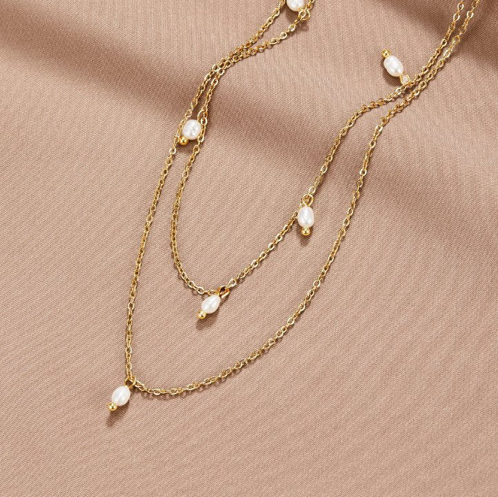 Kayla - Pearl Drop Layered Necklace