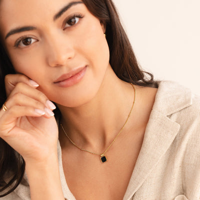 Lucia - Black Pendant Charm Necklace